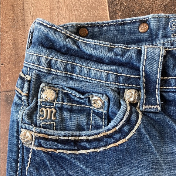 Miss Me Bootcut Jeans Size 26 Embellished Pocket Mid Rise Stretch Denim - Picture 8 of 15